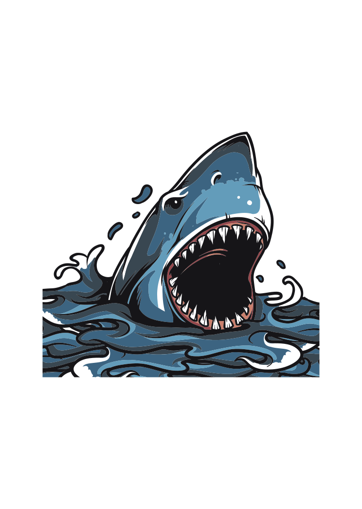 Open Mouth Shark Svg