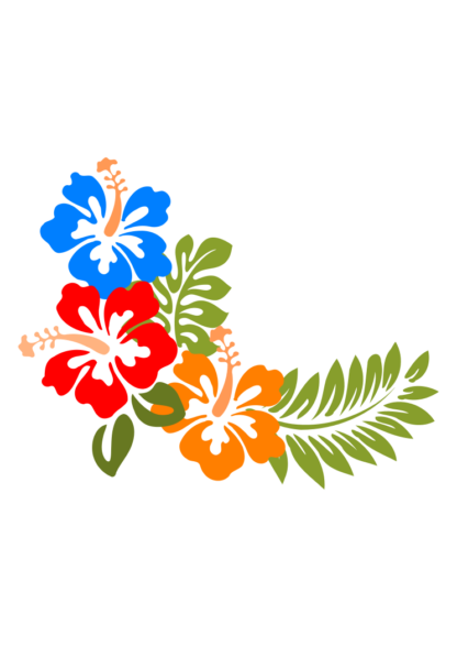 Hibiscus Flowers, Decorative Floral Design Free SVG File