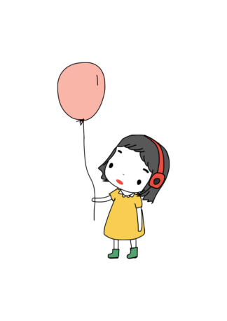 Little Girl With Balloons Free SVG File