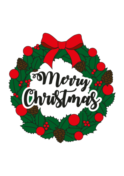 Merry Christmas Wreath Free SVG File