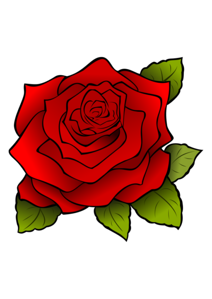 Rose Bloom With Leaf Free SVG File