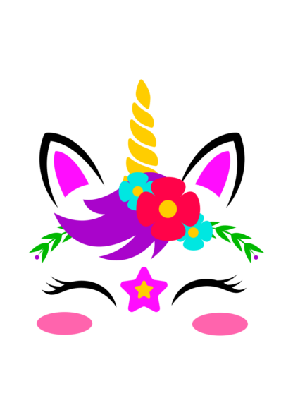 Unicorn Face with Flowers Free SVG File