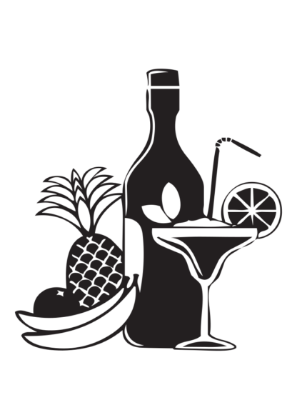 Drink Glass, Bottle And Fruit Free SVG File