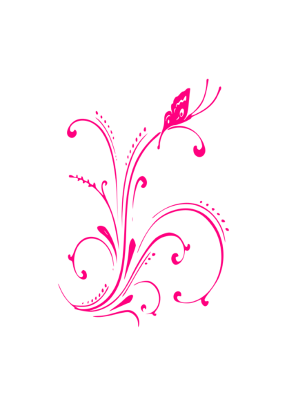 Floral Decorative Design With Butterfly - free svg file for members