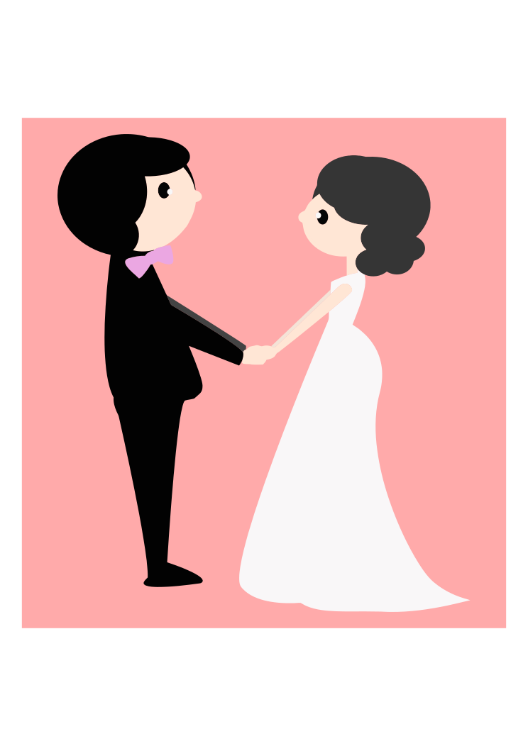 bride and groom in heart clipart