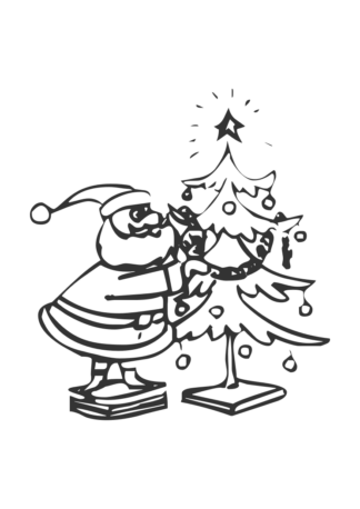Santa Claus And Christmas Tree, Hand Drawn Free SVG File