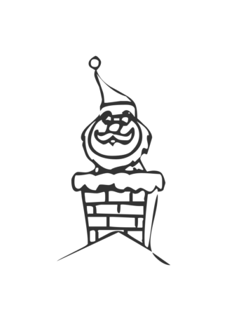 Santa On The Roof Chimney Free SVG File