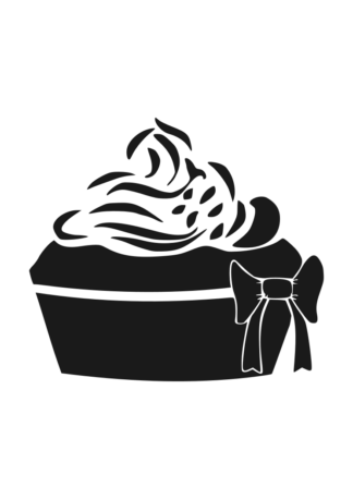 Bow Cupcake Silhouette Free SVG File