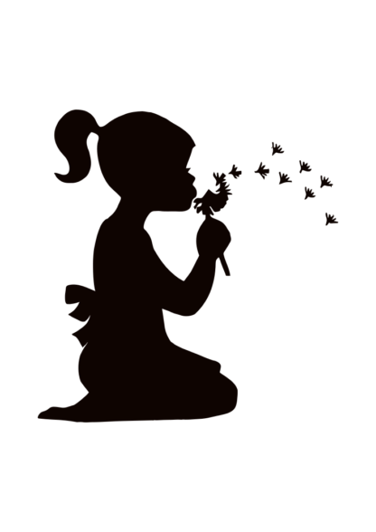 Girl Blowing Dandelion Free SVG File