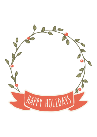Happy Holidays Floral Wreath Free SVG File