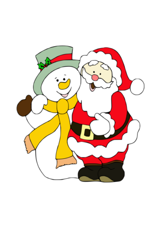 Snowman And Santa Claus Free SVG File