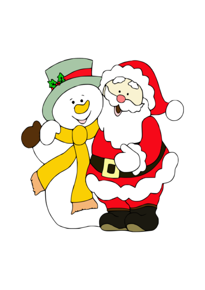 Snowman And Santa Claus Free SVG File