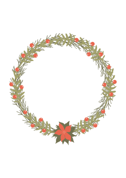 Christmas Circle Wreath Clipart Free SVG File