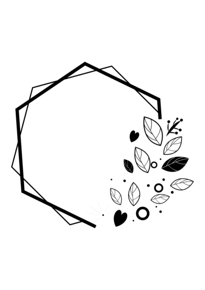 Doubled Pentagon Frame with Leaves Free SVG File