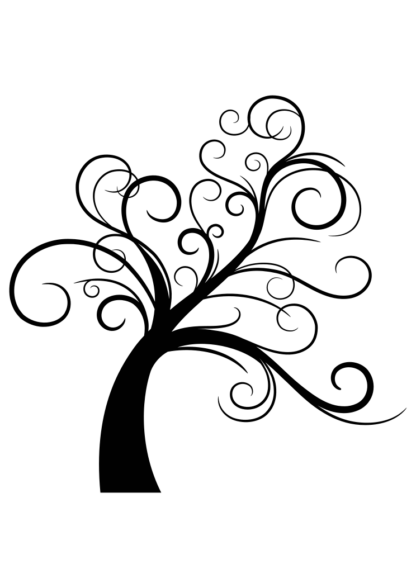 Tree Twisted Branches Black Silhouette Free SVG File