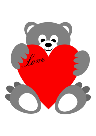 Valentine Teddy Bear Holding Heart Clipart Free SVG File