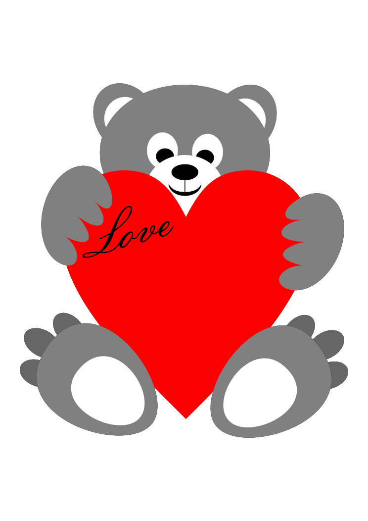 Valentine Teddy Bear Holding Heart Clipart Free SVG File - SVG Heart