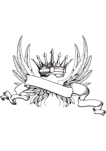 Wing and King Crown Black and White Logo Free SVG File
