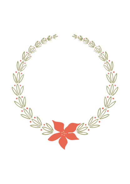 Circle Ornamental Wreath With Flower Clipart Free SVG File