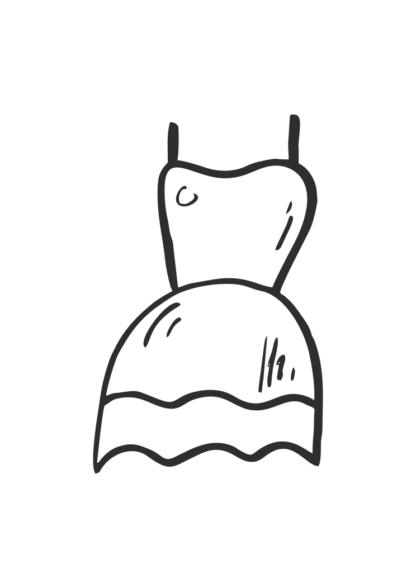 Female Dress Outline Black and White Clipart Free  SVG File
