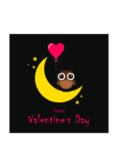 Happy Valentine's Day Owl Holding Balloon Clipart Free SVG File