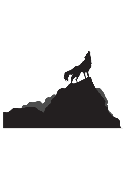 Howling Wolf on Mountain Black Silhouette Free SVG File