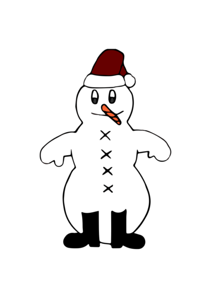 Snowman Wearing Christmas Hat and Shoe Clipart Free SVG File