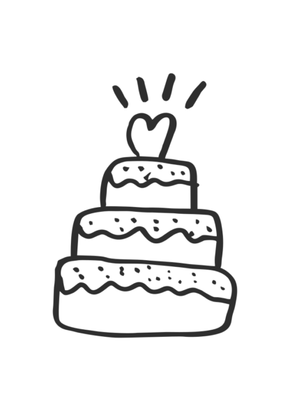 Wedding Cake with Heart Topper Free SVG File