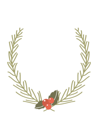 Half Floral Wreath with Berries Clipart Free SVG File