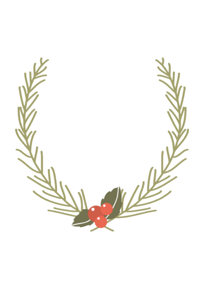 Half Floral Wreath with Berries Clipart Free SVG File