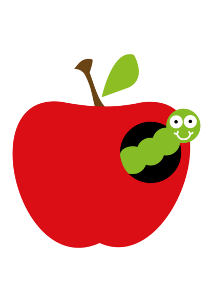 Apple with Worm Clipart Free SVG File