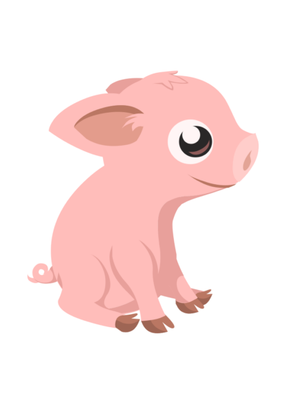 Cute Little Sitting Pig Clipart Free SVG File