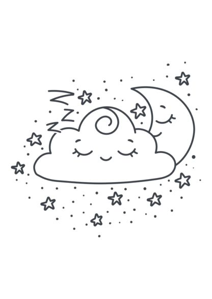 Dreaming Moon and Cloud Clipart Free SVG File