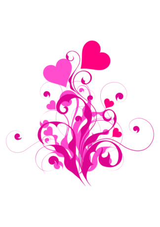 Fancy Ornamental Floral Hearts Clipart Free SVG File