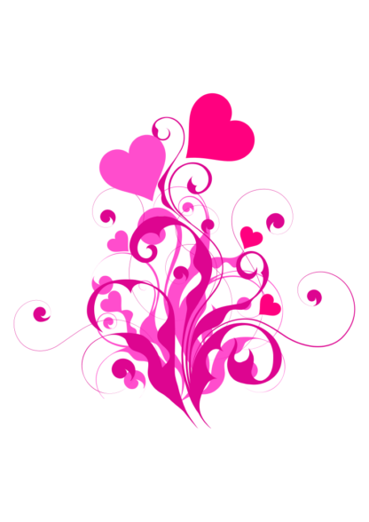 Fancy Ornamental Floral Hearts Clipart Free SVG File
