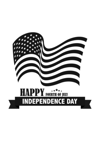 Happy Independence Day Black and White Free SVG File