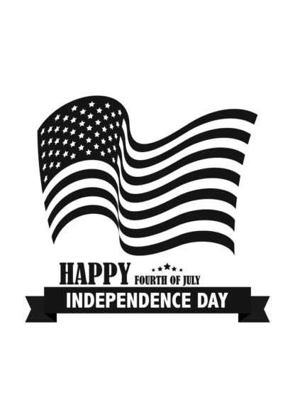 Happy Independence Day Black and White Free SVG File