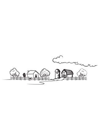 Farm Landscape Black and White Clipart - free svg file for members