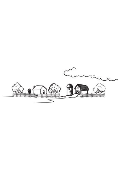 Farm Landscape Black and White Clipart - free svg file for members