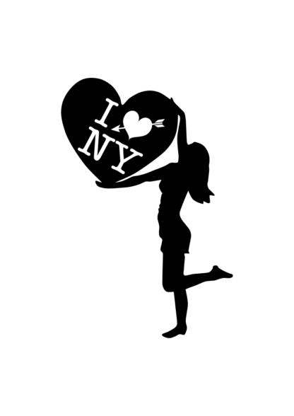 Girl holding Heart I Love NY, Silhouette Free SVG File