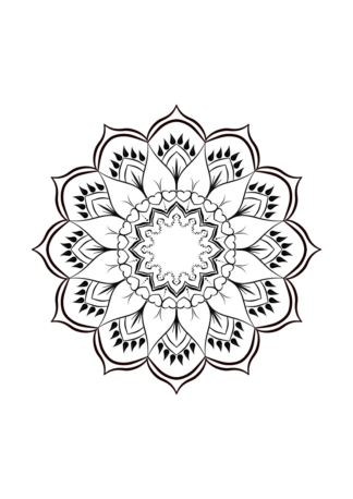 Heart Flower Mandala Black And White Free SVG File | SVG Heart