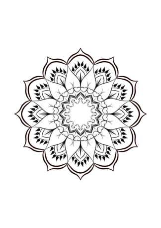 Heart Flower Mandala Black and White - free svg file for members