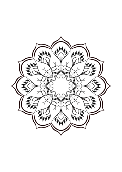 Heart Flower Mandala Black and White - free svg file for members