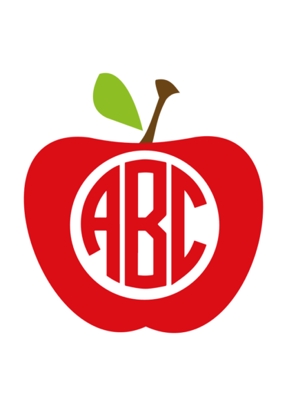 Monogram Apple with ABC Clipart Free SVG File