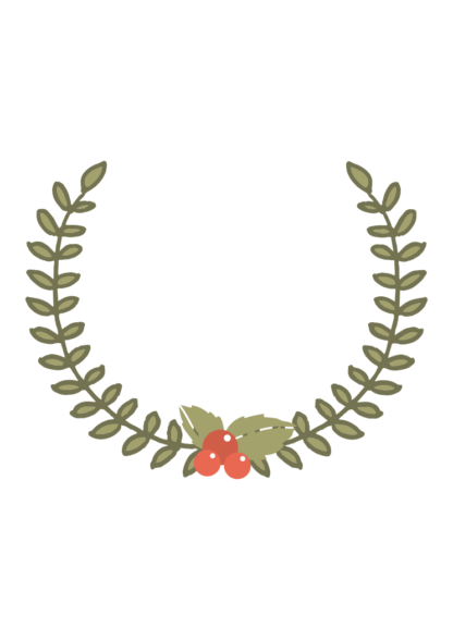 Half Ornamental Wreath with Strawberries Clipart Free SVG File