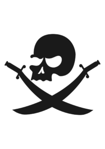 Pirate Skull and Sabers Logo Black and White Clipart Free SVG File ...
