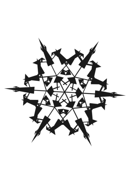 Sharp Frozen Snowflake Black and White Free SVG File
