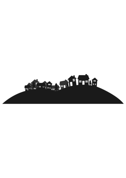 Village Houses on Hill Silhouette Free SVG File