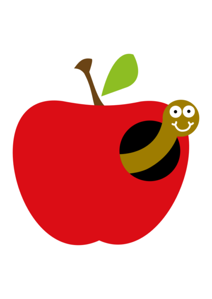 Apple with Worm Inside Clipart Free SVG File