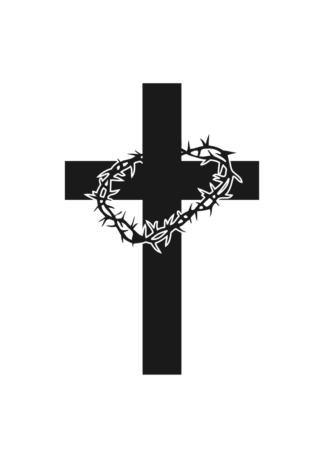 Cross and Thorn Crown Christian Symbol Free SVG File